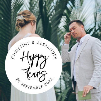 Pegatina Redonda Tissues for Your Happy Tears Wedding Sticker | Min