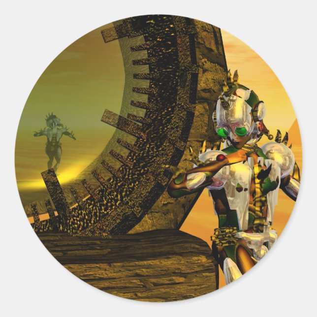 PEGATINA REDONDA TITAN EN EL DESIERTO DE LA HIPERIÓN (Anverso)