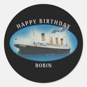 Pegatina Redonda Titanday Black RMS White Star Line Ship