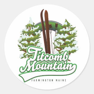 Pegatina Redonda Titcomb Mountain Farmington Maine Esquí 