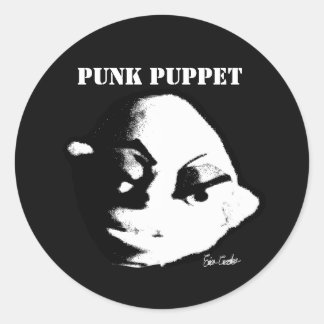 Pegatina Redonda Títere Punk (diseño de Erica Crooks)