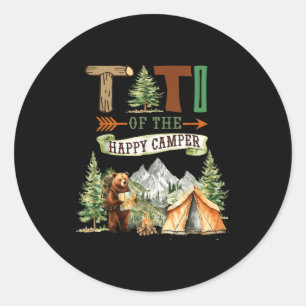 Pegatina Redonda Titi del campista feliz cumpleaños camping