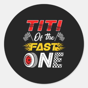 Pegatina Redonda Titi del rápido cumpleaños 1º carrera coche famili