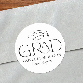 Pegatina Redonda Título de graduación de tipografía moderna