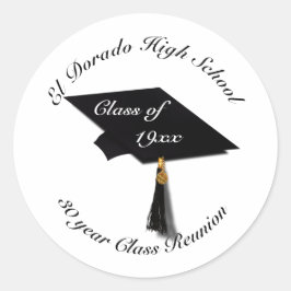 Pegatina Redonda Título de graduación - Reunión de la escuela secun