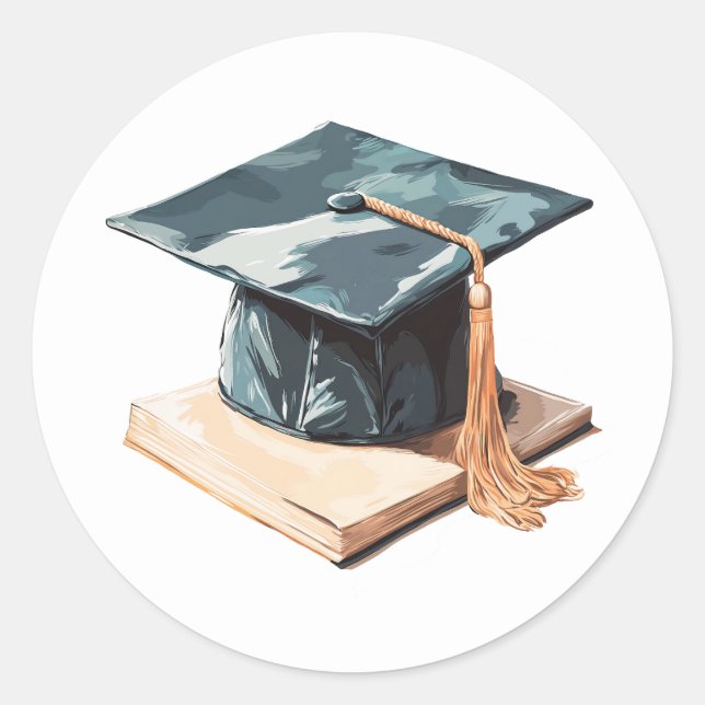 Pegatina Redonda Título y libro de graduación (Anverso)