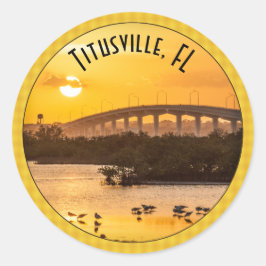 Pegatina Redonda Titusville, Florida Sunset Travel Photography