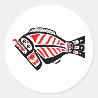 Pegatina Redonda Tlingit Halibut
