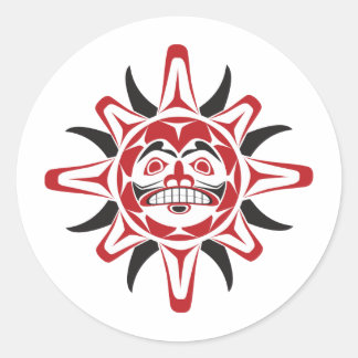 Pegatina Redonda Tlingit Sun