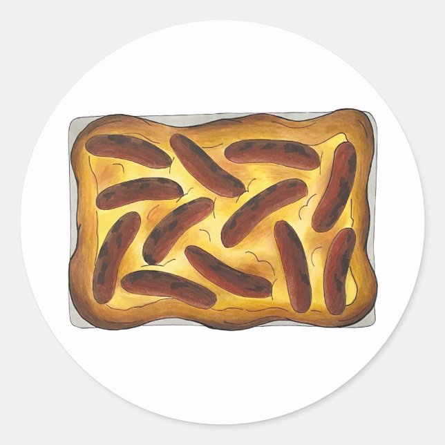 Pegatina Redonda Toad de comida británica en las salchichas del agu (Anverso)