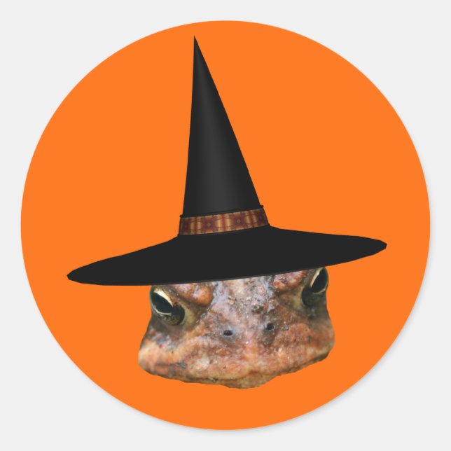 Pegatina Redonda Toad Face Witch Gorra Halloween Funny (Anverso)