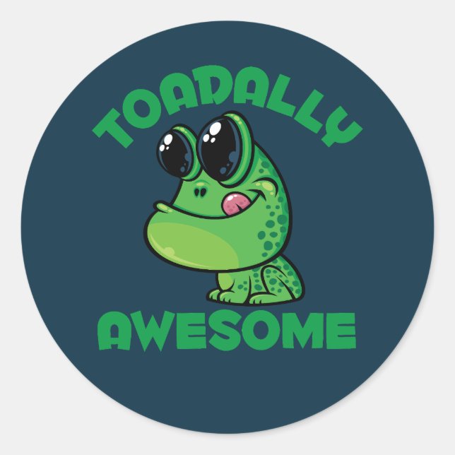 Pegatina Redonda Toad Personalizado feliz y asombroso (Anverso)