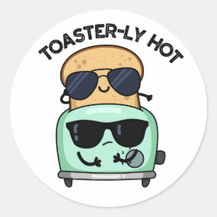 Pegatina Redonda Toasterly Caliente Chiste Pun Toaster 