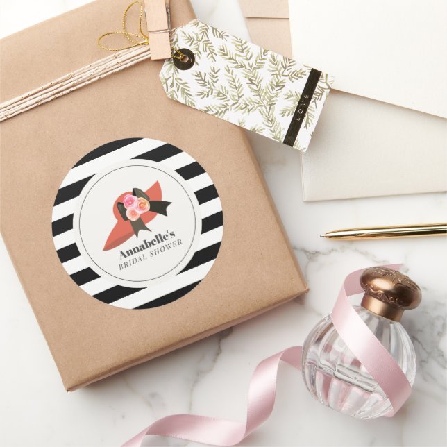 Pegatina Redonda Tocado rojo estilo Derby con rosas para despedida  (Regalar)