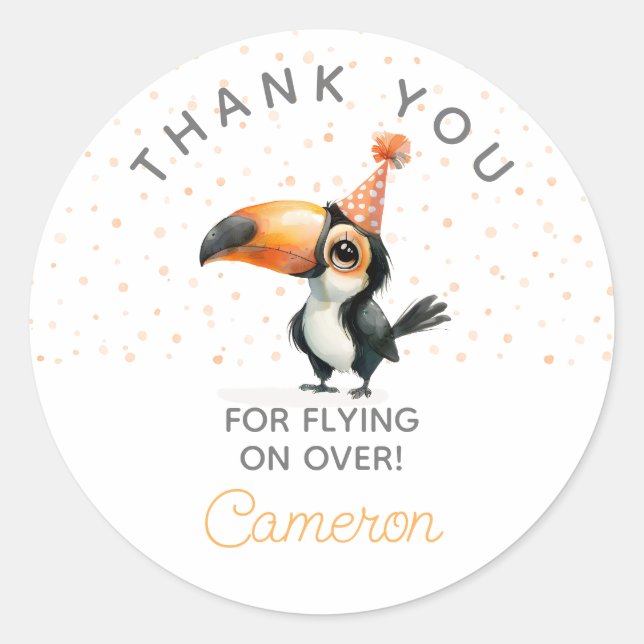 Pegatina Redonda Tocante, naranja, celebración de cumpleaños para n (Anverso)