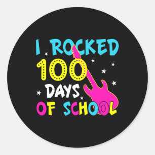 Pegatina Redonda Tocé 100 Días De Música De Guitarra En La Escuela 