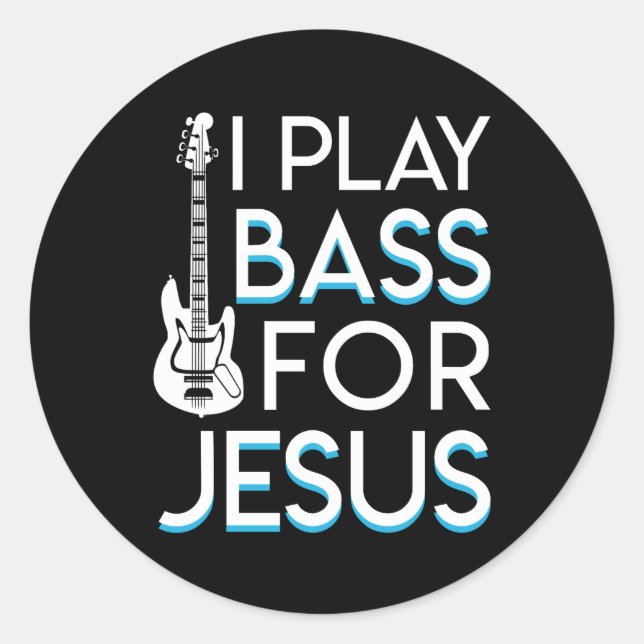 Pegatina Redonda Toco Bass Jesus Christian Bass Guitar (Anverso)