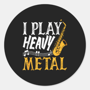 Pegatina Redonda Toco el saxofón de heavy metal saxofonista