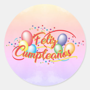Pegatina Redonda Toda Feliz Cumpleaños propiedad al cumpleaños