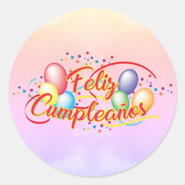 Pegatina Redonda Toda Feliz Cumpleaños propiedad al cumpleaños | (Anverso)
