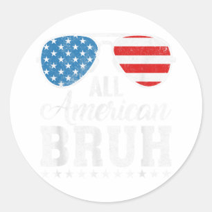 Pegatina Redonda Toda la familia norteamericana de Bruh Matching Pa