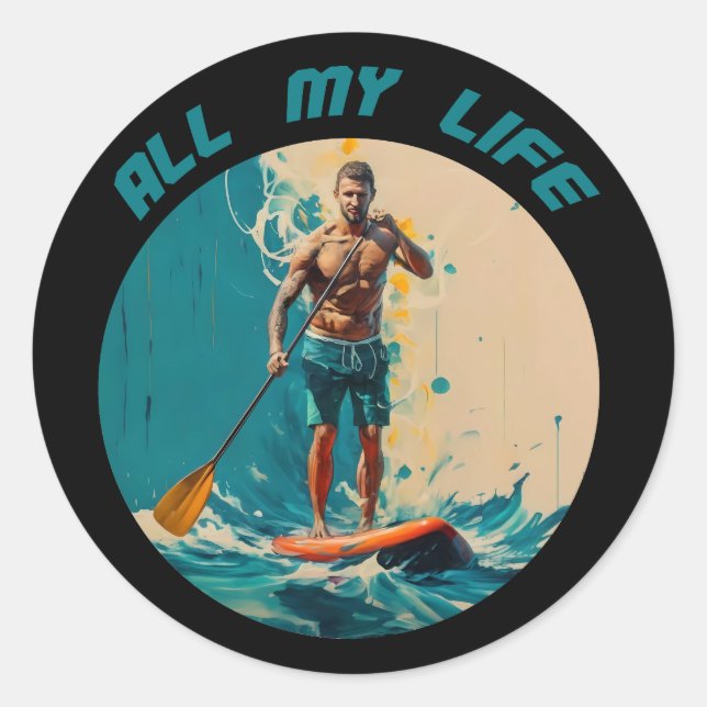 Pegatina Redonda Toda mi vida es surf de pádel (Anverso)