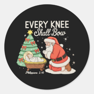 Pegatina Redonda Toda Rodilla Se Doblará Santa Navidad Xmas Árbol