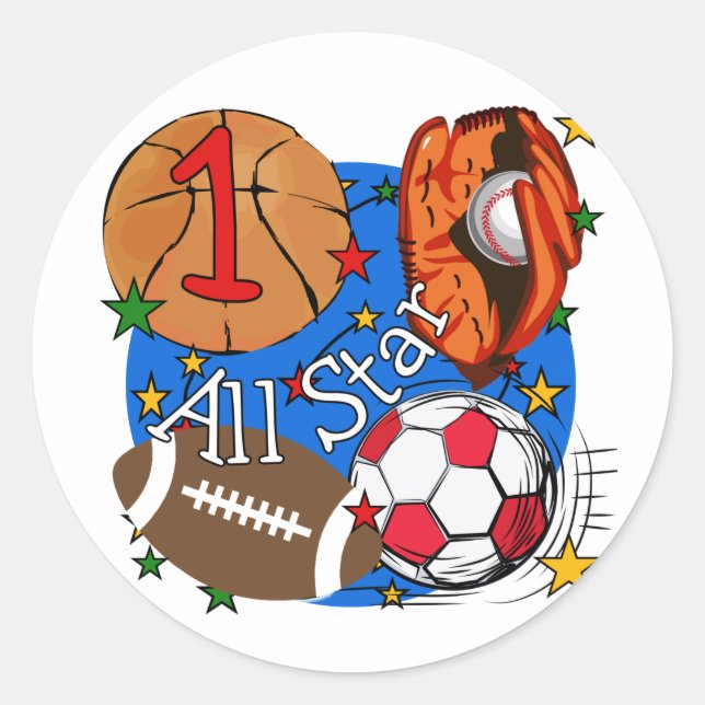 Pegatina Redonda Todas las camisetas y regalos de primer cumpleaños (Anverso)