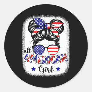 Pegatina Redonda Todas las Chicas norteamericanas camisetas Bandera