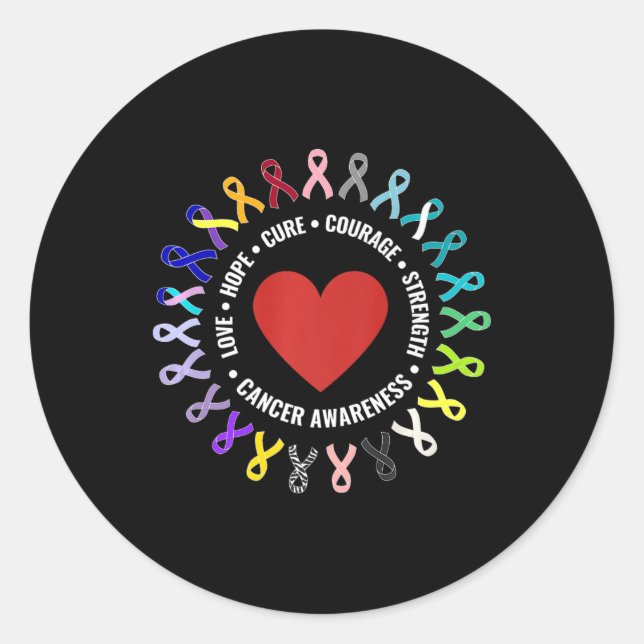 Pegatina Redonda Todas Las Concienciaciones Sobre El Cáncer: Apoyo  (Anverso)