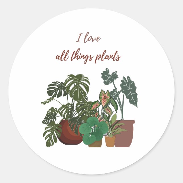 Pegatina Redonda todas las cosas plantas (Anverso)