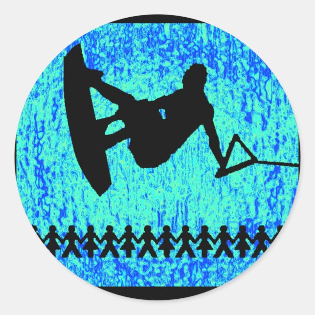 Pegatina Redonda Todas las descripciones de Wakeboard (Anverso)