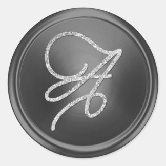 Pegatina Redonda TODAS LAS INICIALES Monograma de letra script plat