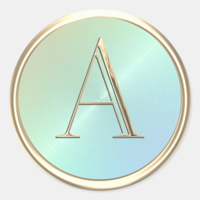 Pegatina Redonda TODAS LAS INICIALES Monograma de Oro Iris Irlandés (Anverso)