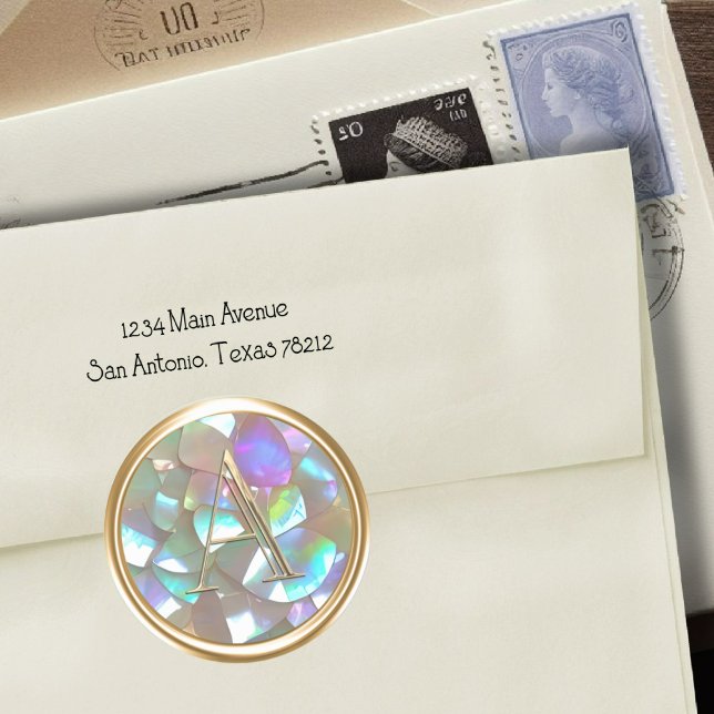 Pegatina Redonda TODAS LAS INICIALES Monograma de oro sobre la Madr (Subido por el creador)