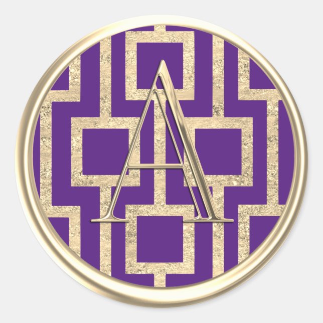 Pegatina Redonda TODAS LAS INICIALES Monograma Dorado Diseño modern (Anverso)