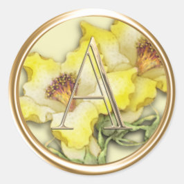 Pegatina Redonda TODAS LAS INICIALES Monograma dorado Nilas amarill