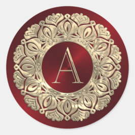 Pegatina Redonda TODAS LAS INICIALES Monograma inicial en marco de