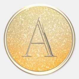 Pegatina Redonda TODAS LAS INICIALES Monograma Ombre Naranja Purpur