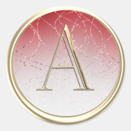 Pegatina Redonda TODAS LAS INICIALES Monograma Ombre rojo blanco Pu