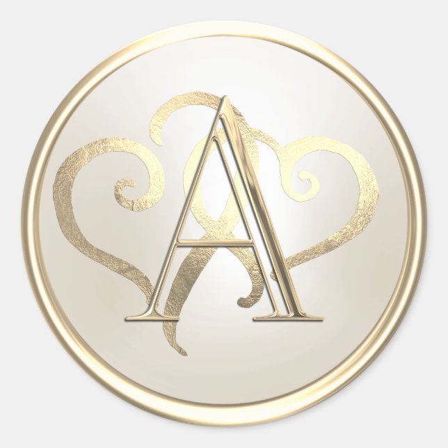 Pegatina Redonda TODAS LAS INICIALES Oro Monograma Oro Pearl (Anverso)