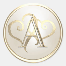 Pegatina Redonda TODAS LAS INICIALES Oro Monograma Oro Pearl