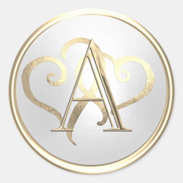 Pegatina Redonda TODAS LAS INICIALES Oro Monograma Oro Pearl (Anverso)