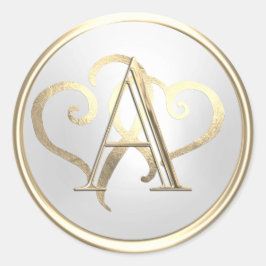 Pegatina Redonda TODAS LAS INICIALES Oro Monograma Oro Pearl
