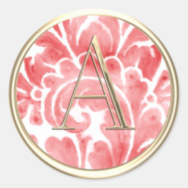 Pegatina Redonda TODAS LAS INICIALES Oro Monograma Red Plume