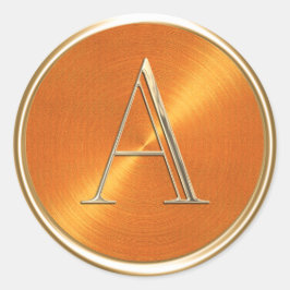 Pegatina Redonda TODAS LAS INICIALIDADES Patrón de Naranja de monog