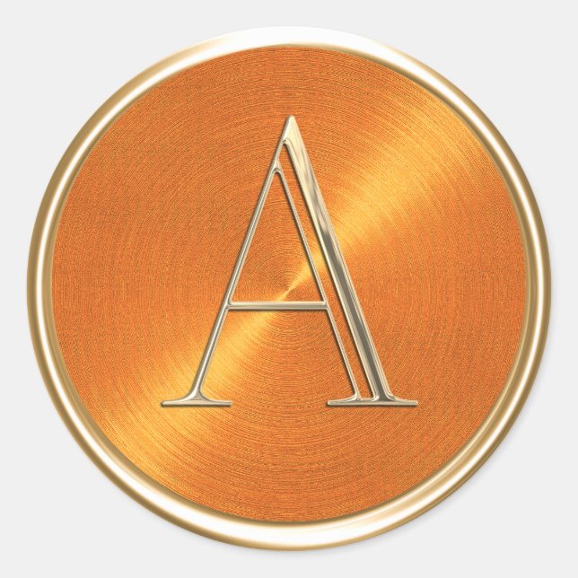 Pegatina Redonda TODAS LAS INICIALIDADES Patrón de Naranja de monog (Anverso)