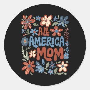 Pegatina Redonda Todas Las Madres Florales De Estados Unidos 4 De J