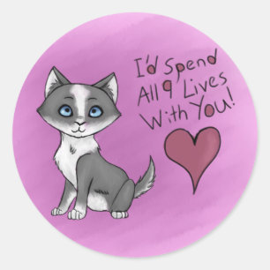 Pegatina Redonda Todas las nueve vidas