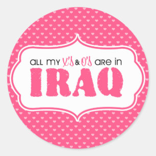 Pegatina Redonda Todas mis X y O están en Irak